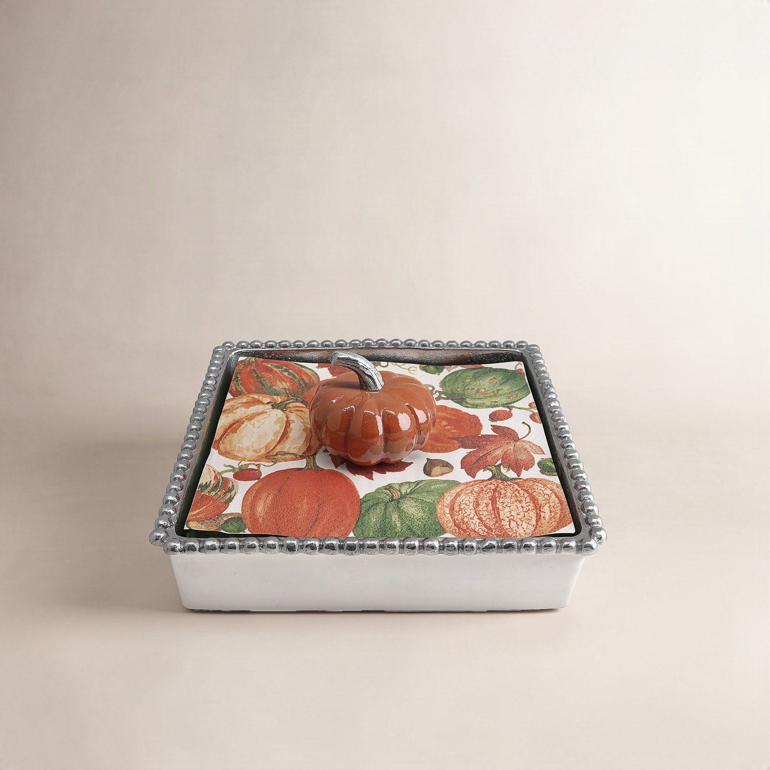 Festive Fall Pumpkin Beaded Napkin Holder