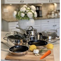 Kitchen Academy Induction Cookware Set - 12 Piece Cast Aluminum Pots and  Pans Set Non-Toxic Cookware Set PFOA & PFOS-Free