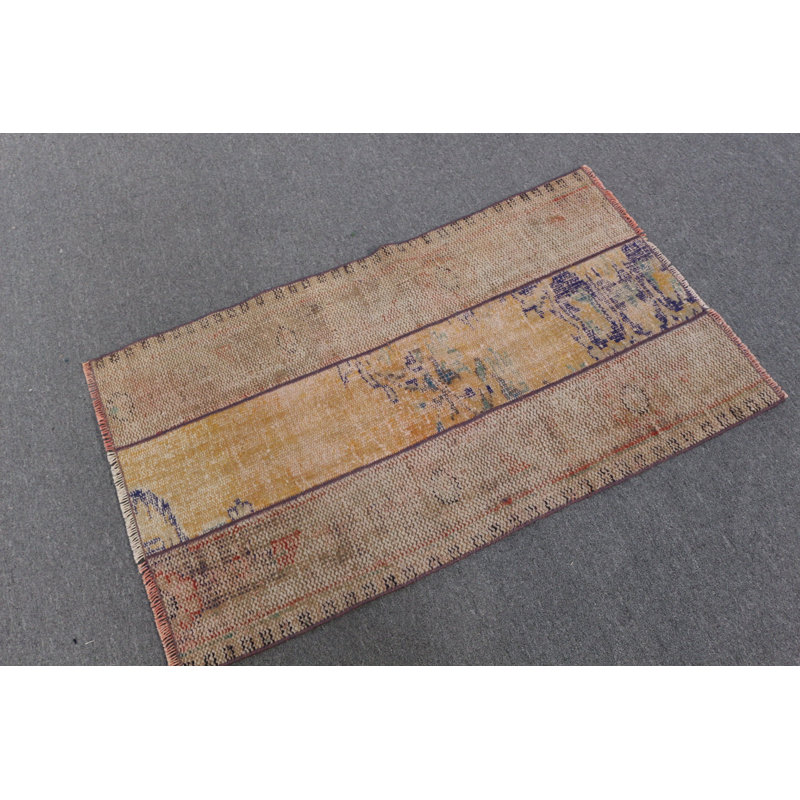 Petit tapis turc tissé à la main orange pour la décoration de la maison, idéal comme tapis d'entrée ou tapis d'auto