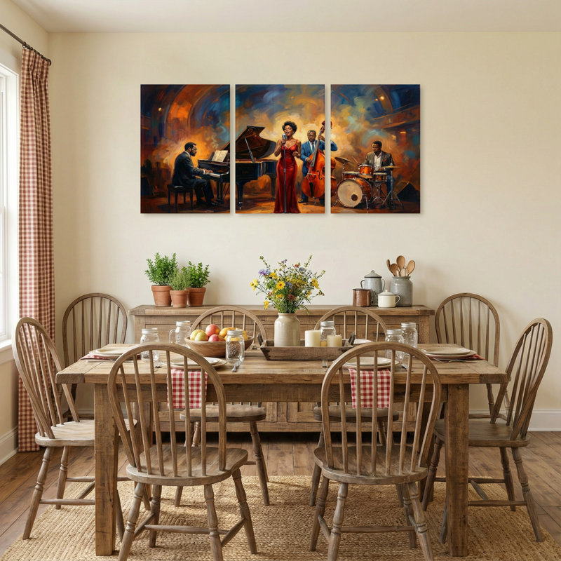 Ensemble de 3 reproductions d'art abstrait sur toile, 18” H x 36” W