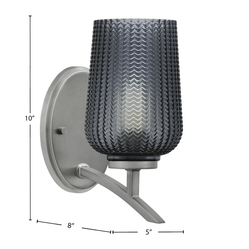 Applique murale lumineuse en verre texturé fumé 5 po Kurve, Argent