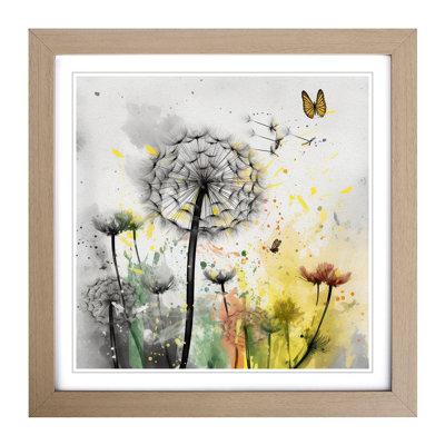 Dandelion Splatter Art - Framed Print