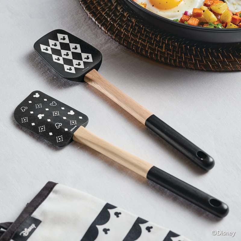 Disney Monochrome Silicone Spatula and Spoonula Set with Parawood Handles