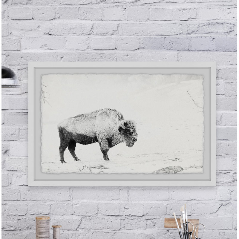 « Pâturage bison »-reproduction de photo sur papier encadrée, H 30 po x l 45 po x P 1,5 po