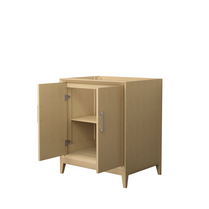Janna 30" Freestanding Single Bathroom Vanity with Quartz Top, Brushed Nickel, White Quartz, Single