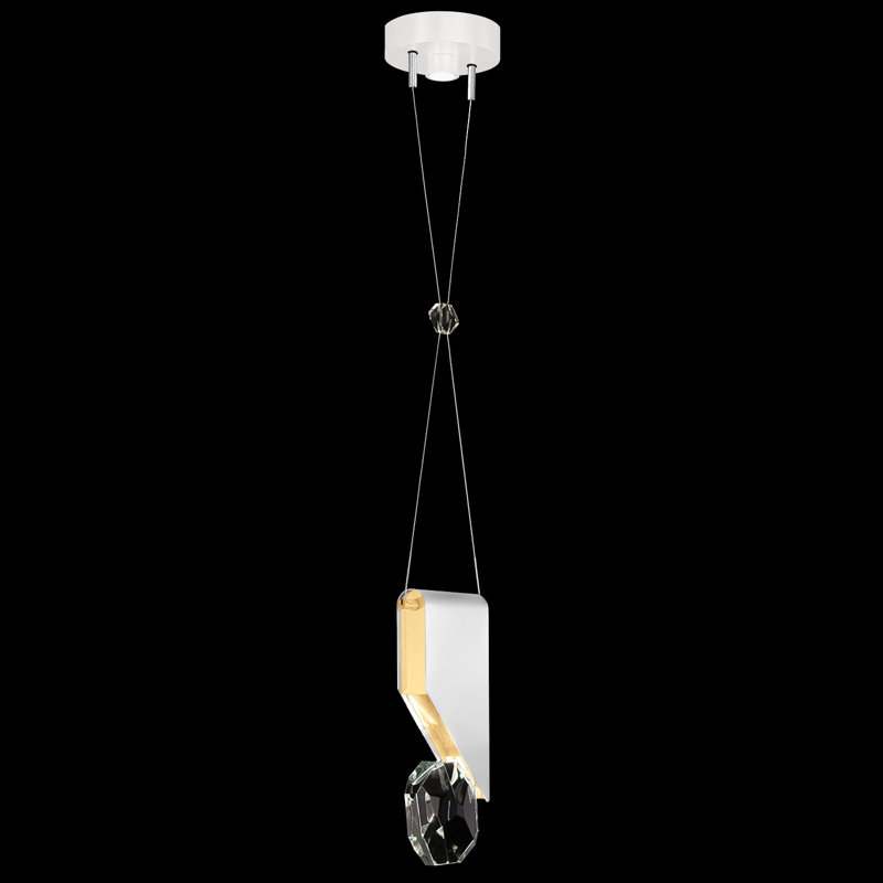 Luminaire suspendu rond l 7,25 po Aria, Blanc / doré