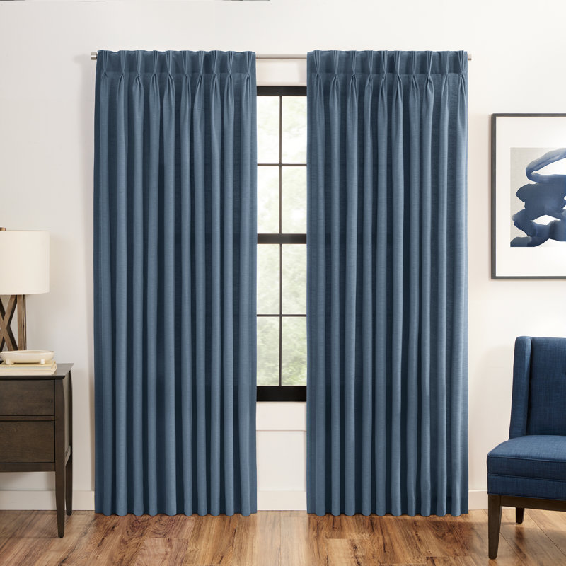 Waverly Serendipity Pinch Pleat Light-Filtering Window Panel, 50" W x 63" L, Blue