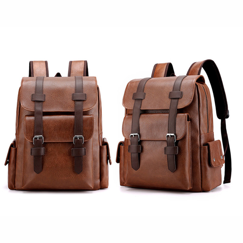 Sac à dos en cuir pour ordinateur portable pour hommes, sac à dos de travail, de voyage, de bureau, de bibliothèque, de sac à dos d'ordinateur pour ordinateur portable de 15,6 pouces