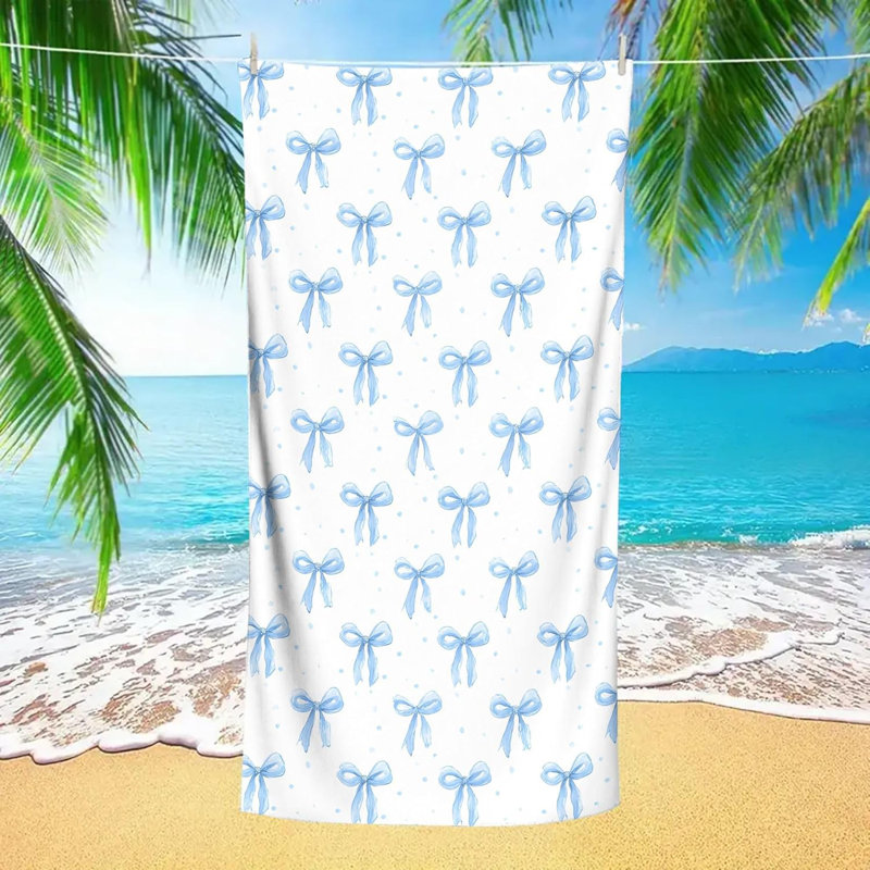 Microfiber Lightweight Beach Towel Artistic Blue BowSand Free Quick Dry Absorbent Thin Large Compact Towels for Pool Swimming Bath Camping Yoga Beach Accessories Adults Women Men 60*80inch