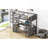 Twin Size Loft Bed With U-Shaped Desk, Drawers And Storage Shelves, Antique Brown-1051915744-1051915759