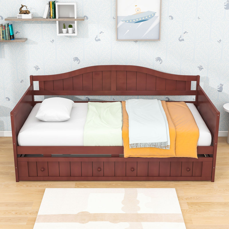 Niesha Twin Size Wooden Daybed with Trundle, Espresso