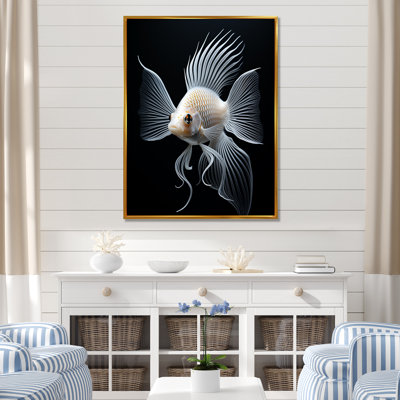 Océanic minimaliste noir et blanc papillon poisson II - art mural poisson papillon