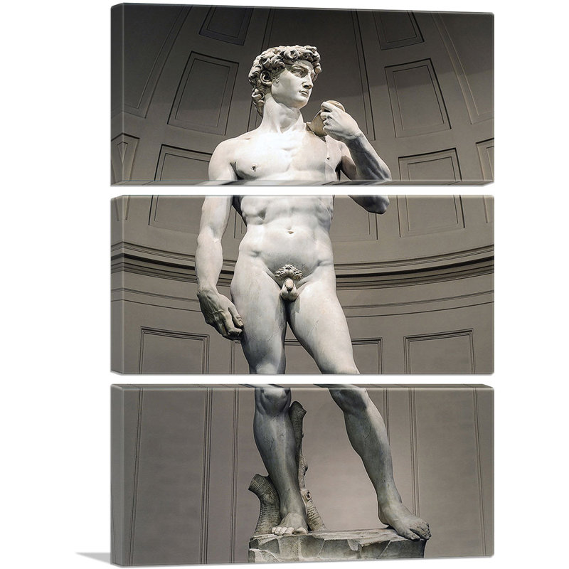 «David 1504» par Michelangelo, ensemble de 3 reproductions d'art sur toiles tendues, H 60 po x l 40po x P 1,5 po