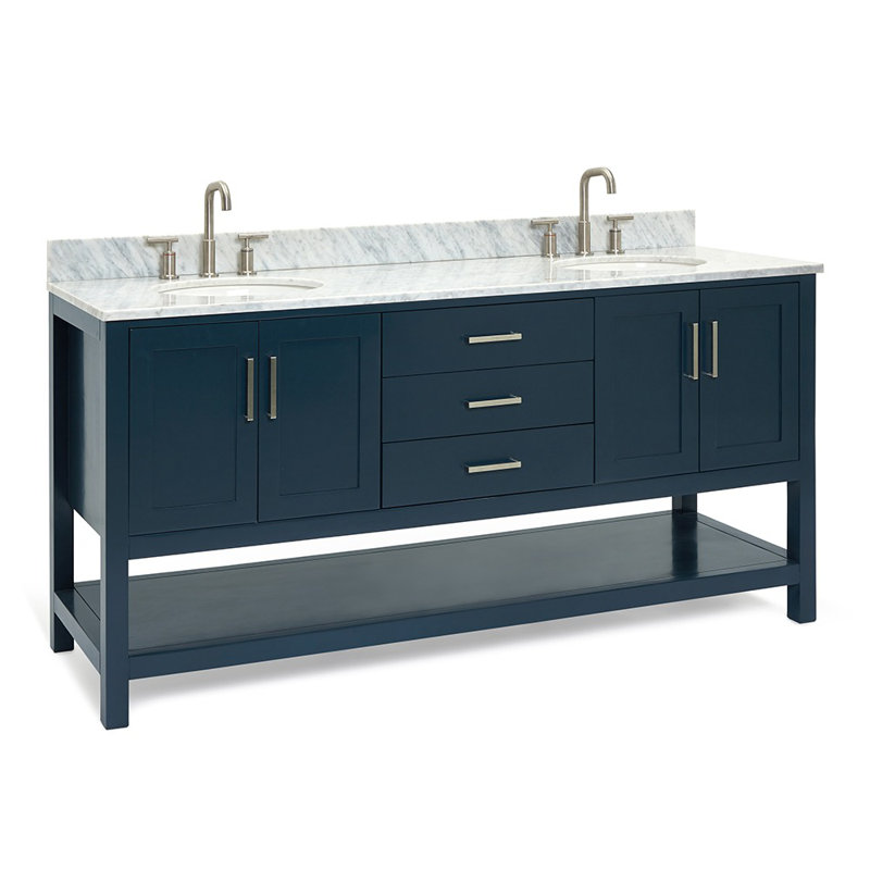 Magnolia Bath Vanity Rectangular Basin S073DCW2R,  73", Rectangle , Midnight Blue