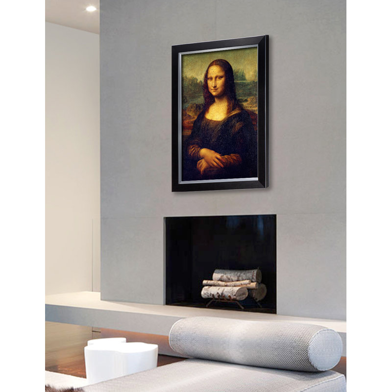 «Mona Lisa» par Leonardo da Vinci, reproduction sur toile, H 30 po x l 20 po x P 1,5 po, Cadre noir