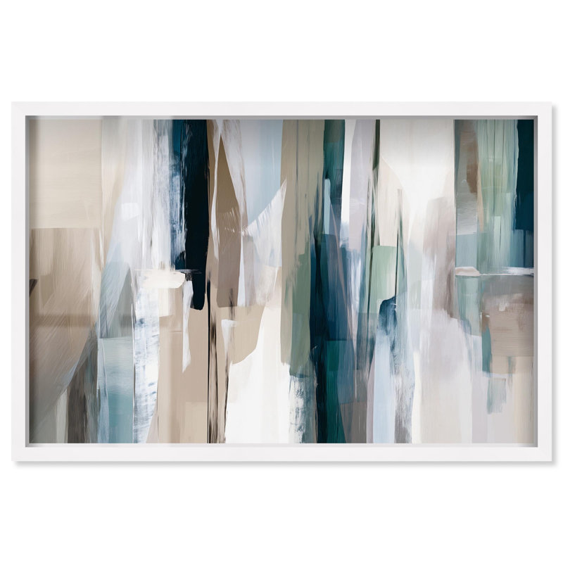 Art mural abstrait à colonnes colorées, H 17 po x l 25 po, Blanc
