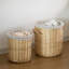  Ensemble de 2 paniers à linge ronds en osier avec couvercle, poignées latérales et doublures amovibles en tissu, paniers de rangement décoratifs naturels pour serviettes, couvertures et rangement