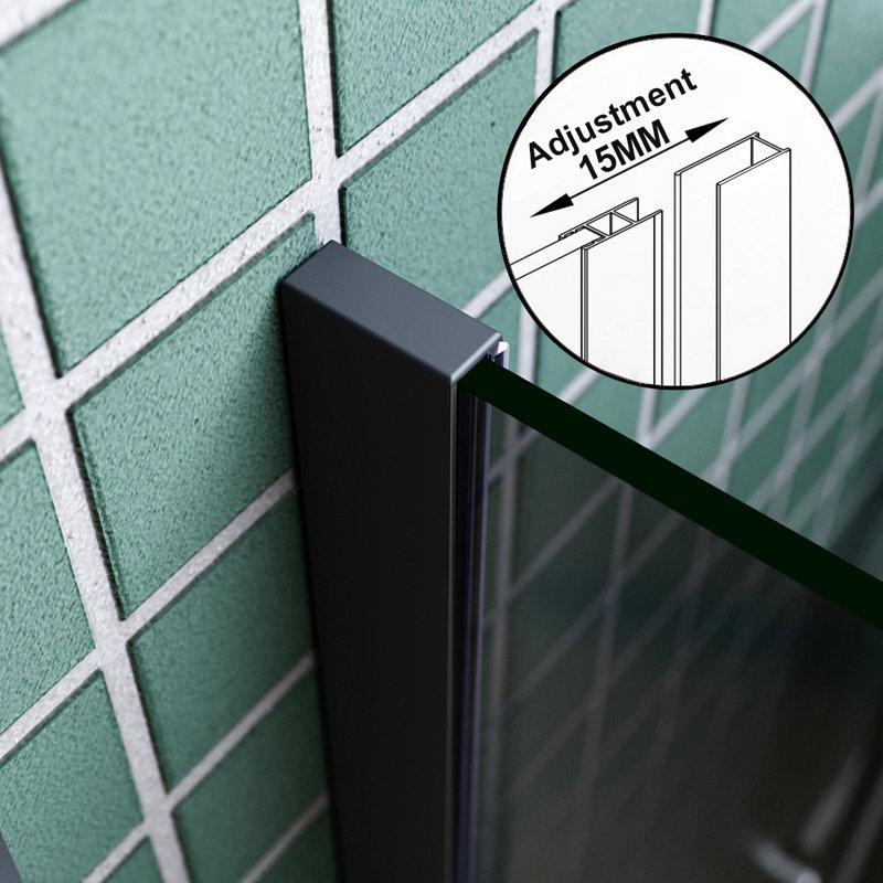 Walk in Shower Enclosure With Full Frosted Easy Clean Safety Glass, 70", Black