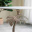 Table d'appoint ronde 14 po x 14 po x 24 po - Plateau en marbre blanc, motif de palmier doré