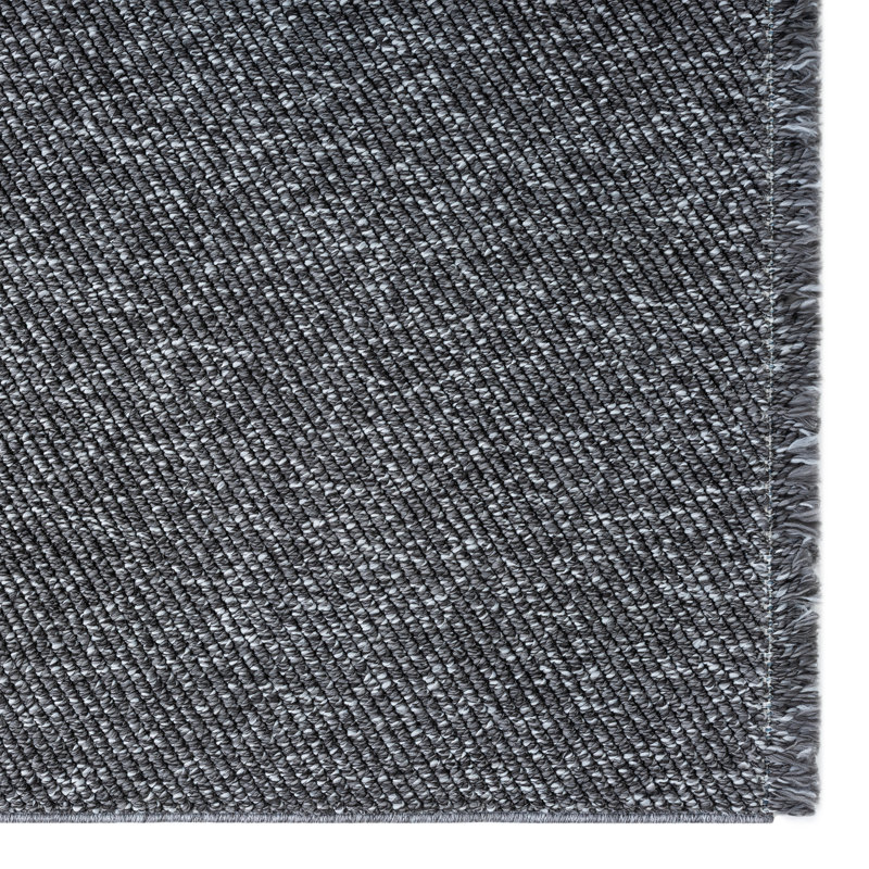 Textured Fringed Area Rug, Rectangle 2' x 3', Black