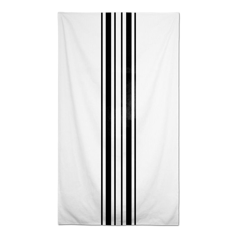 Nappe rectangulaire à rayures en polyester, Noir