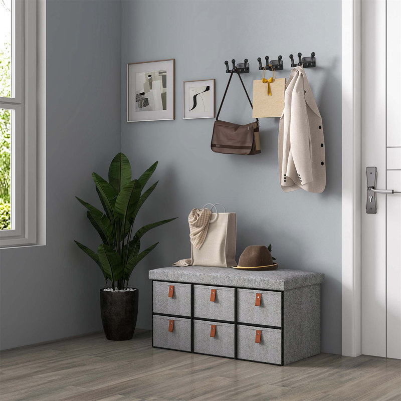 6 Pair Shoe Storage Bench, Grey