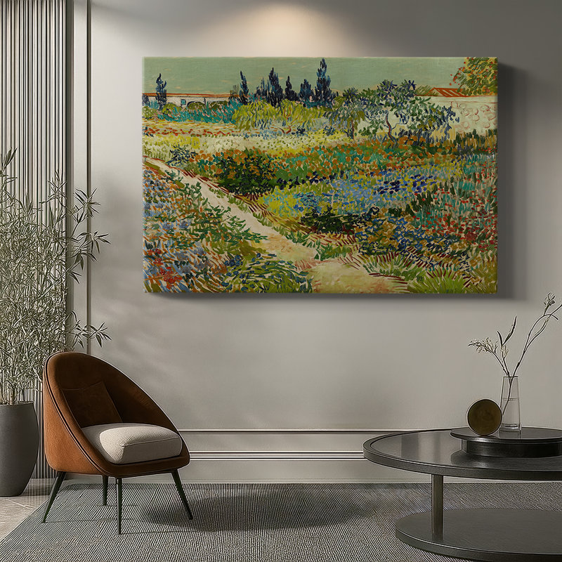Jardin fleuri avec sentier-Vincent van Gogh-Toile tendue avec châssis-1888, 24 x 36