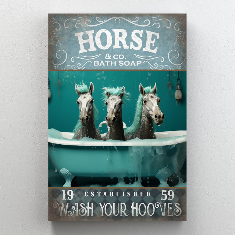 «Horse Bath Soap - 1 Pièce Rectangle», impression sur toile tendue, L 24 po x H 36 po