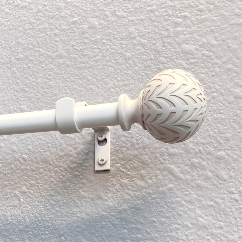 Tringle à rideaux simple réglable en métal Damarys, Blanc antique, 48 po - l 86 po