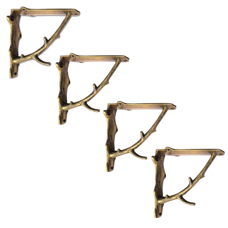 Branch Wall Shelf Bracket, Antique Brass