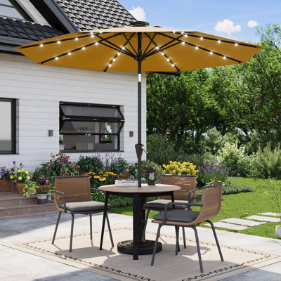 Parasol solaire de 10 pi avec 32 lumières DEL et abat-jour de marché à protection UV