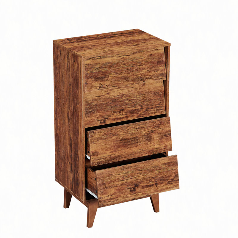 La commode double à 4 tiroirs présente un style rétro et un design biseauté