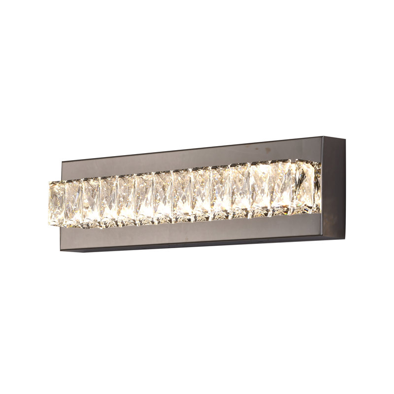 Applique murale Albarado à DEL en chrome avec détails en cristal, H 4,53 po x l 17,71 po x P 3,35 po