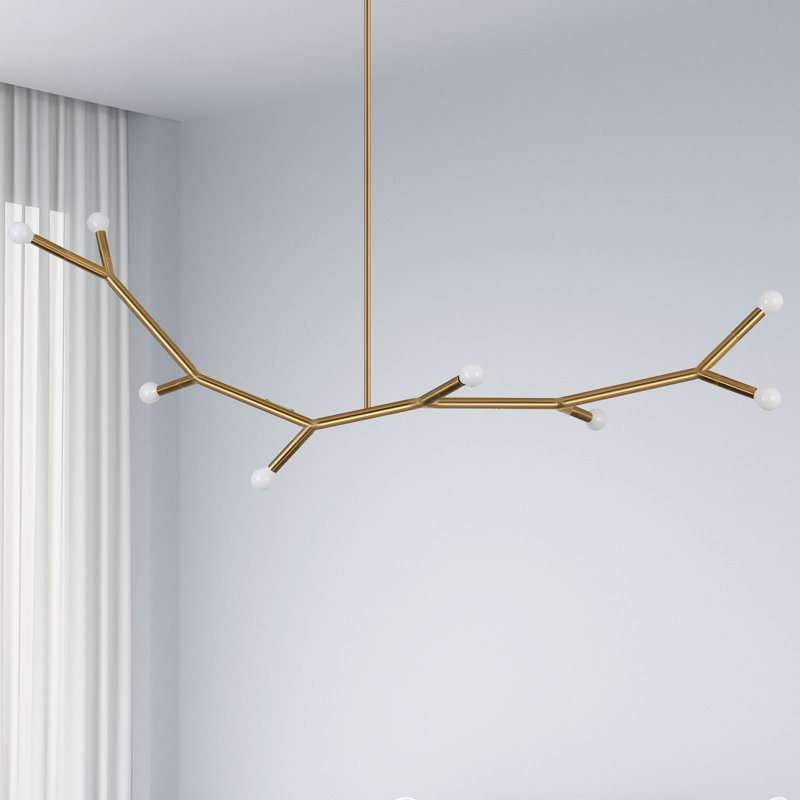 Lustre linéaire à 8 lumières Raela, Laiton vieilli