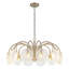 Lustre en verre 12 lumières à texture de glace moderne avec finition en laiton vieilli - 27,56 po de hauteur réglable en arc pour le vestibule du salon - Répertorié ETL