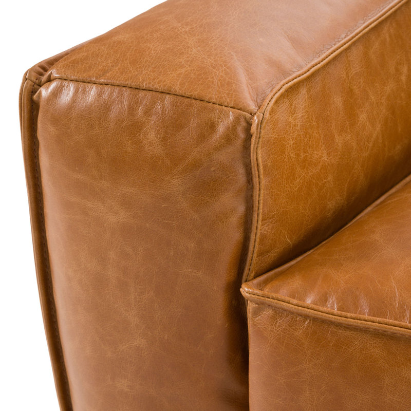 Cambria - Canapé moderne en cuir cognac