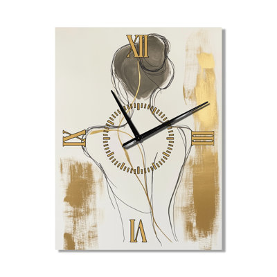 Ligne Body Line avec Or II - Horloge murale minimaliste silencieuse en métal
