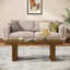 Table basse rectangulaire: table basse moderne de 47,24 pouces pour le salon, table de ferme avec plateau à lattes, brun
