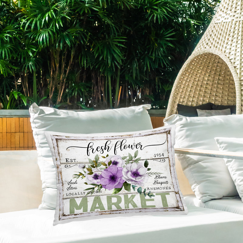 Coussin d'extérieur à imprimé anémone Fresh Flower Market par Creatif Belle