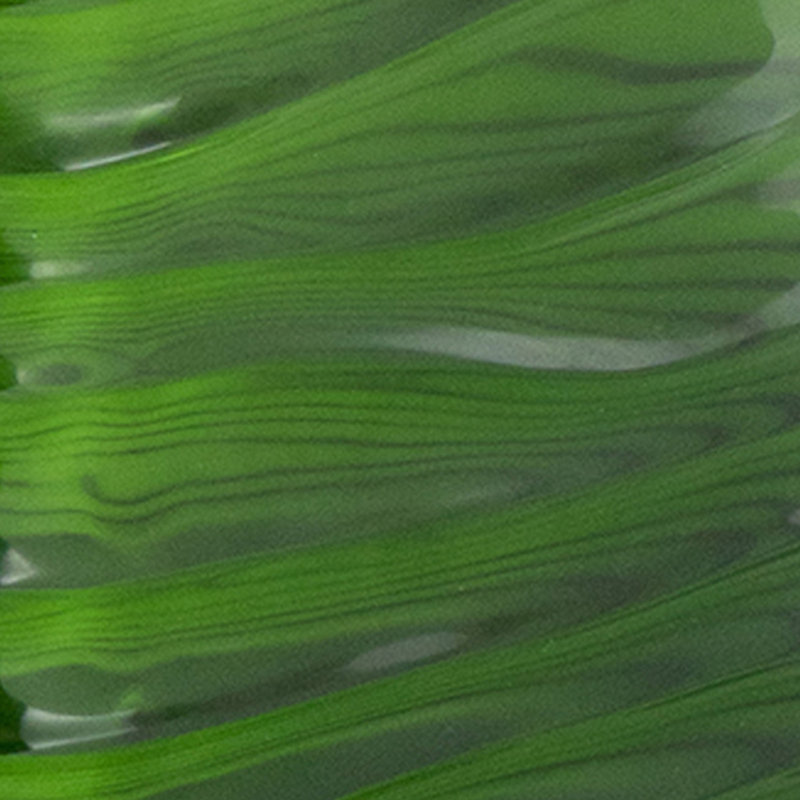 Decorative Vase, Square Shaped Rippled Texture, Green Resin 9 Inch