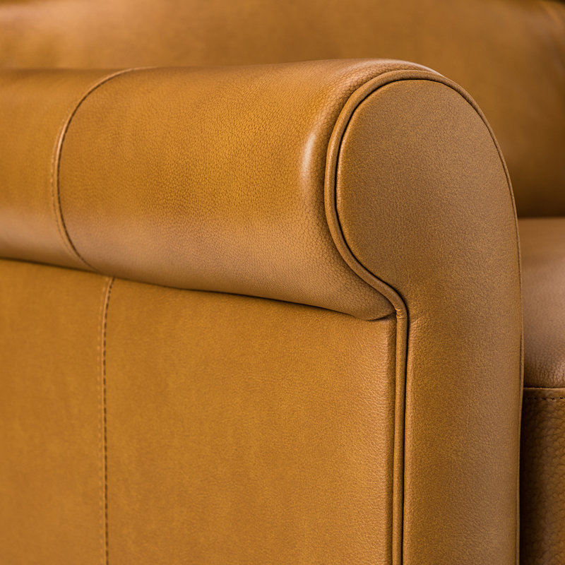 Fauteuil inclinable manuel en cuir véritable 33,07 po Purcello (ensemble de 2), Cuir véritable brun clair