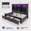 Daybed With Led Headboard, Usb Charging Station And 3 Storage Drawers, Rustic Farmhouse Style-1515437731