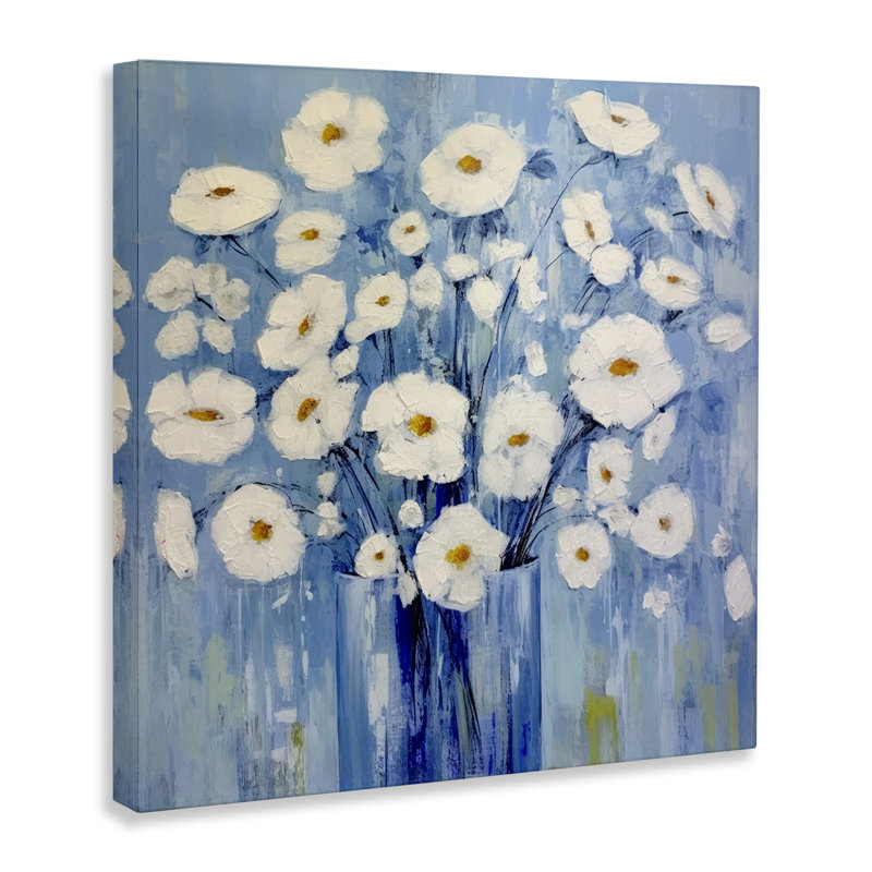  Art mural sur toile "Bold Blooms on Blue" par Irena Orlov, H 17 po x l 17 po