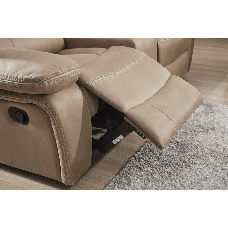 Fleuridor Upholstered 78'' Reclining Loveseat, Taupe 