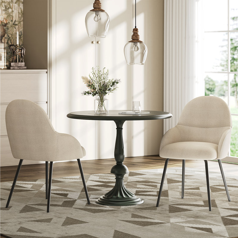 Antin Modern Upholstered Dining Chair with Armrest, Beige Linen