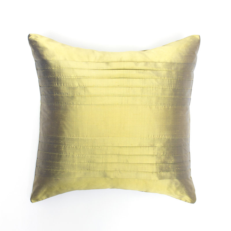 Royce Silk Square Pillow Cover & Insert, Yellow/Green