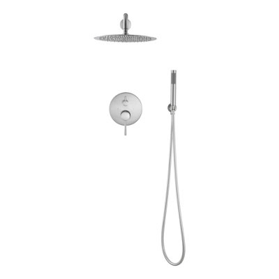10" Stainless Steel Shower Assembly - Bathroom With Rain Head & Handheld In Brushed Gold Balance Faucet 2 Way Valve