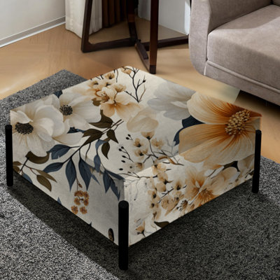 Rustic Floral Warmth Brilliance II - grand repose-pieds carré floral
