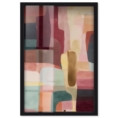 Gemstone Fields III Shadowbox Print Pink Modern Wall Art by Art Remedy, Black Frame, 24 x 36