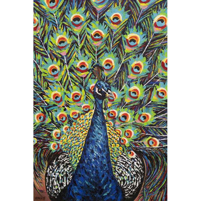 Lavish Peacock II by Carolee Vitaletti - Wrapped Canvas Painting, 122cm H x 81cm W